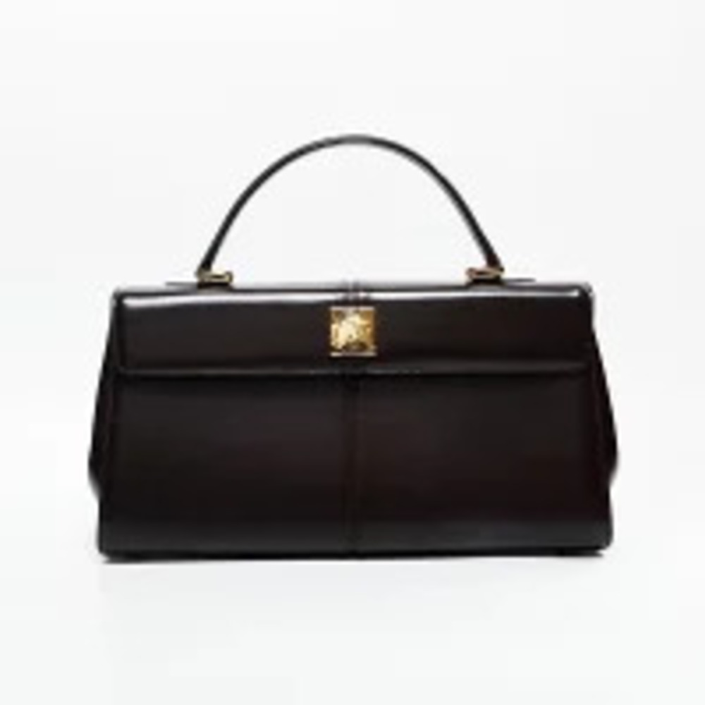 Yves Saint Laurent Logo Leather Handbag Brown - Picture 2 of 13